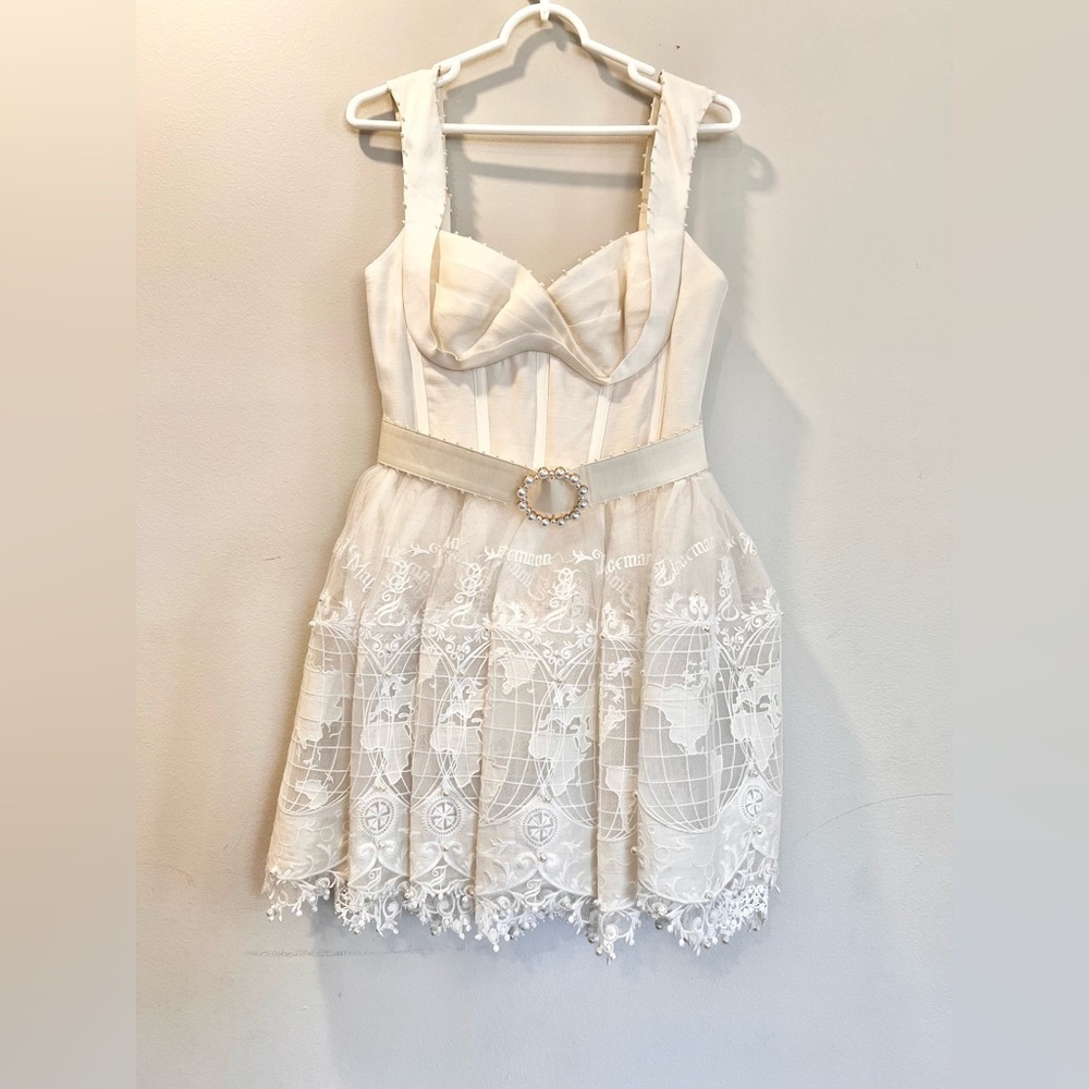 Zimmermann The High Tide Mesh Embroidered Mini Dress Size 2 /Medium - Picture 6 of 12